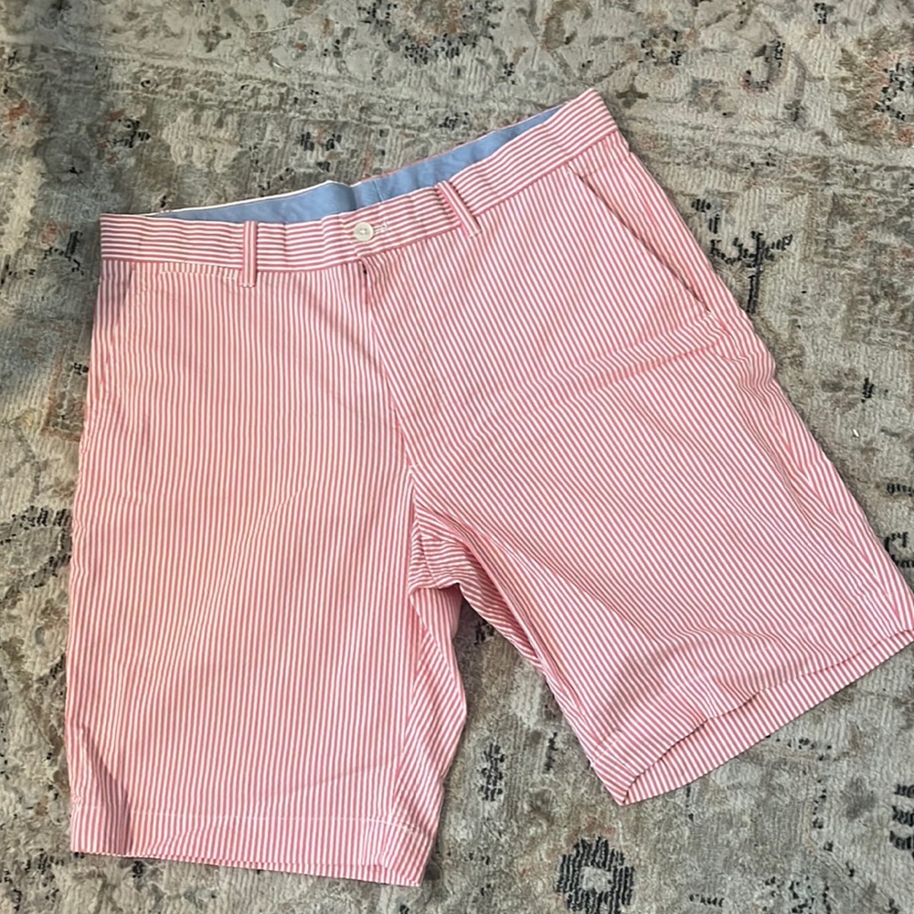 Pink Striped Polo Shorts
